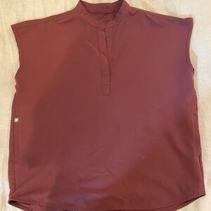 Figs Women's Rafaela Oversized Scrub Top in Burgundy
